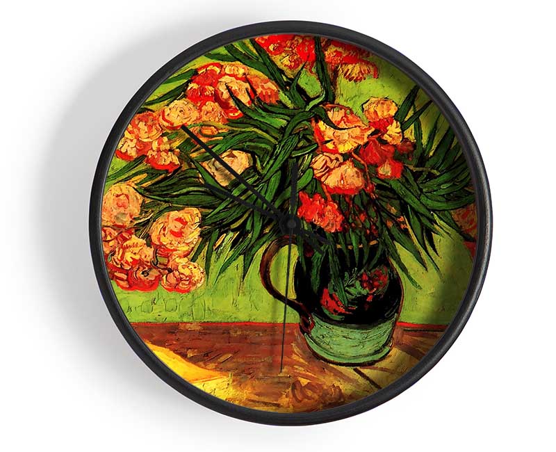 Van Gogh Still Life Vase With Oleanders And Books Clock - Wallart-Direct UK