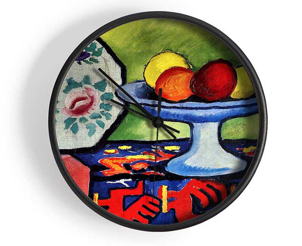 August Macke Still Life With Apple Peel And A Japanese Fan Clock - Wallart-Direct UK