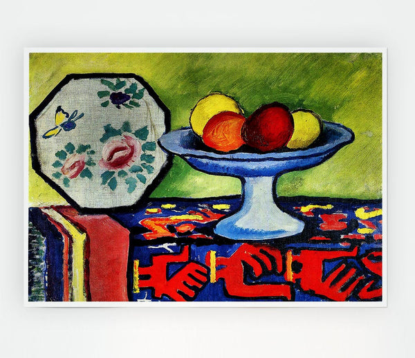 August Macke Still Life With Apple Peel And A Japanese Fan Print Poster Wall Art