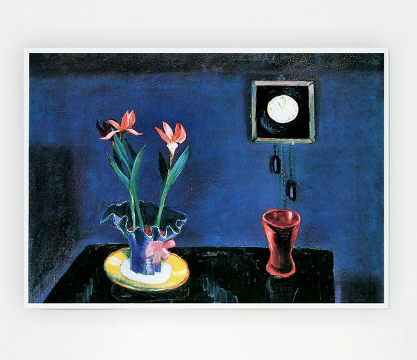 Walter Gramatte Still Life With Clock And Tulip Pot Print Poster Wall Art