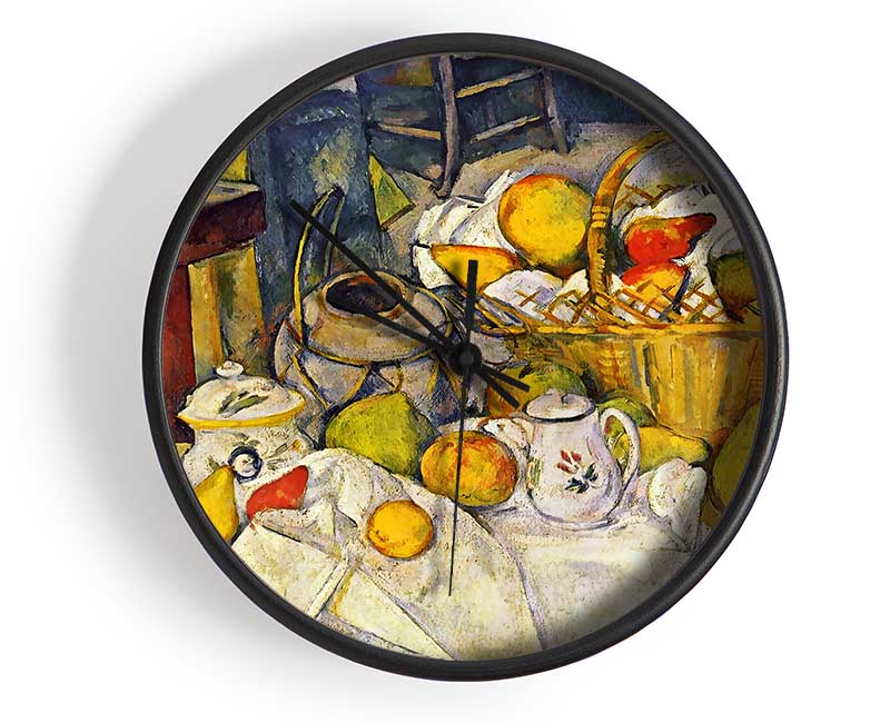 Cezanne Still Life With Fruit Basket Clock - Wallart-Direct UK