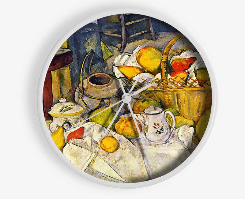 Cezanne Still Life With Fruit Basket Clock - Wallart-Direct UK