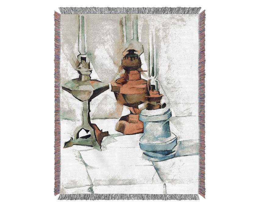 Juan Gris Still Life With Three Lamps Woven Blanket