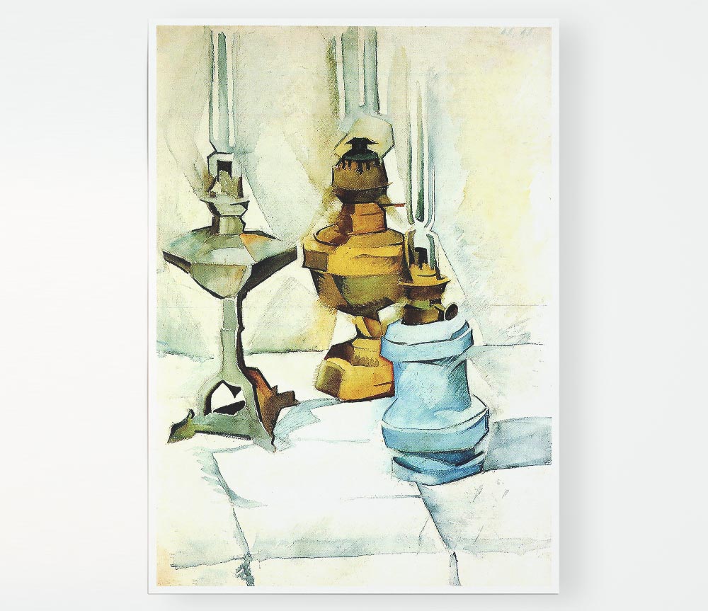 Juan Gris Still Life With Three Lamps Print Poster Wall Art