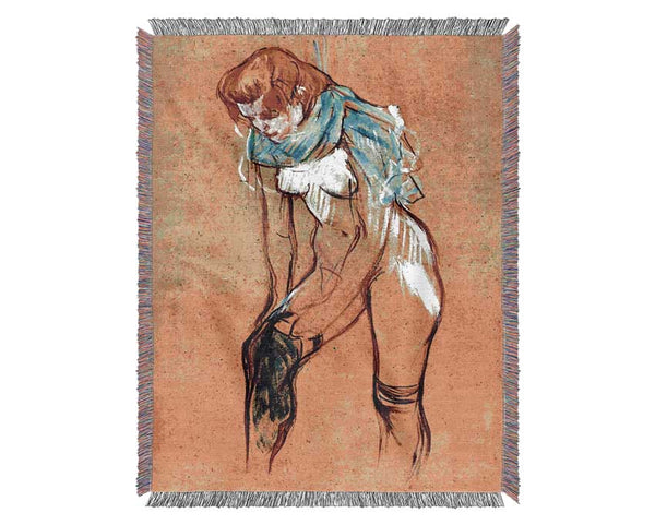 Toulouse Lautrec Stockings Woven Blanket