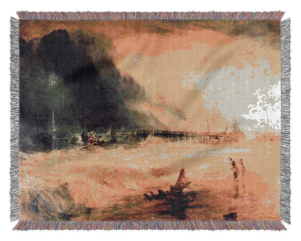 Joseph Mallord Turner Stranded Ship Woven Blanket