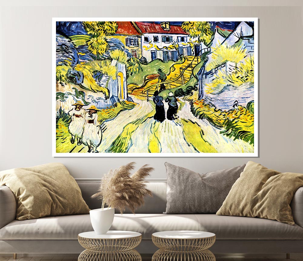 Van Gogh Street And Road In Auver Print Poster Wall Art