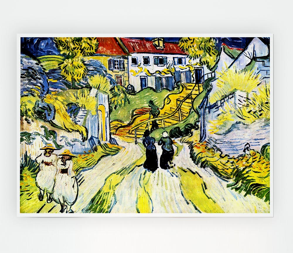 Van Gogh Street And Road In Auver Print Poster Wall Art