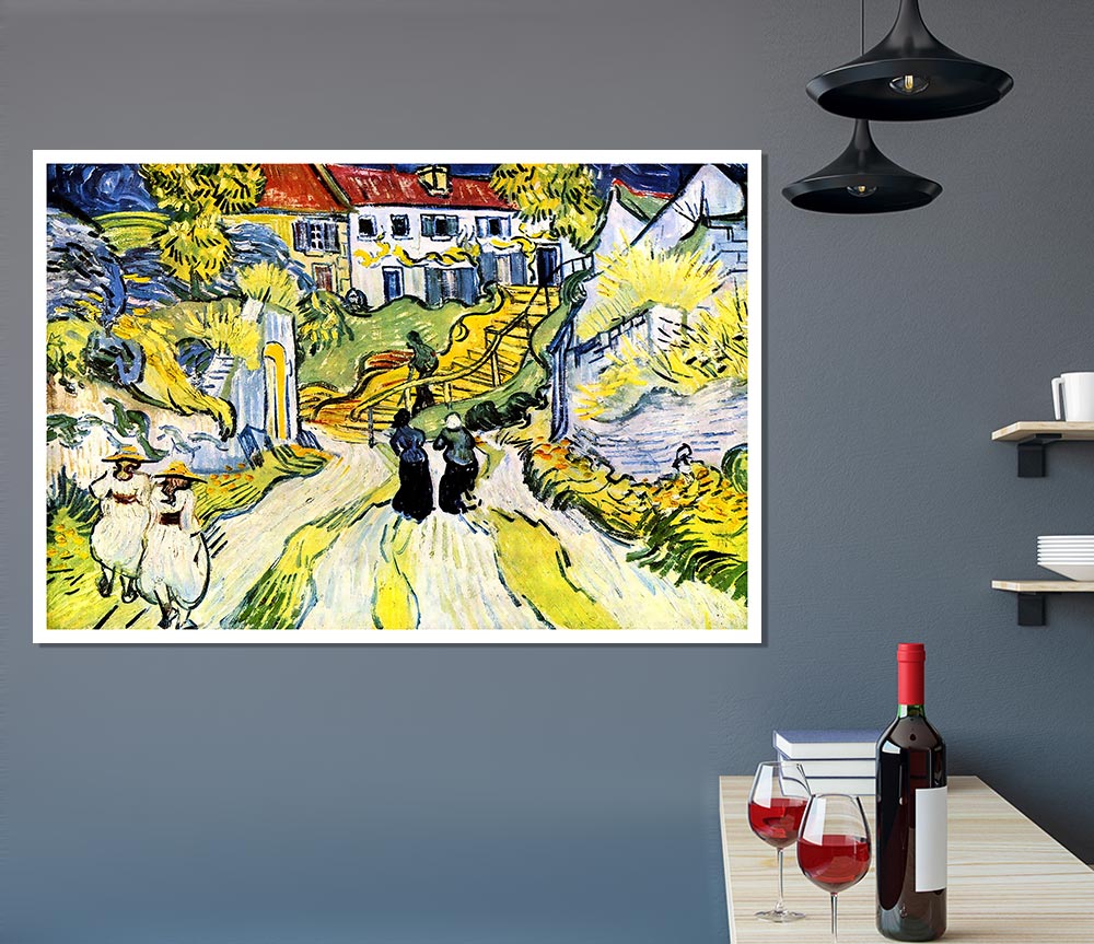 Van Gogh Street And Road In Auver Print Poster Wall Art