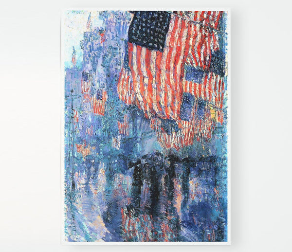 Hassam Street In The Rain Print Poster Wall Art