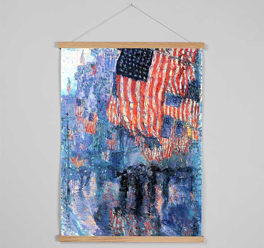 Hassam Street In The Rain Hanging Poster - Wallart-Direct UK