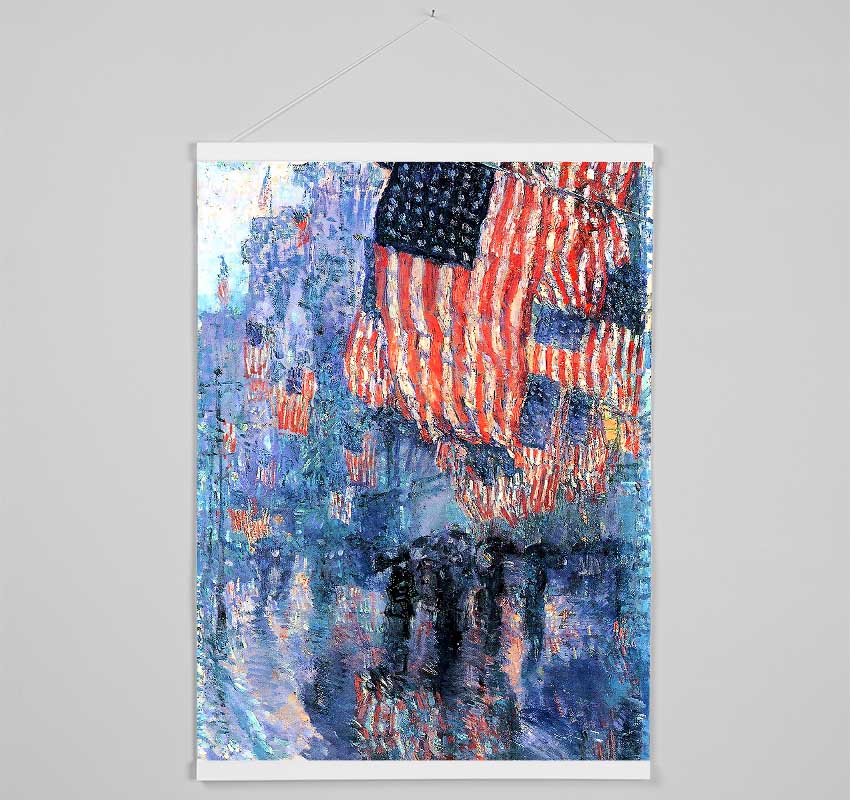 Hassam Street In The Rain Hanging Poster - Wallart-Direct UK