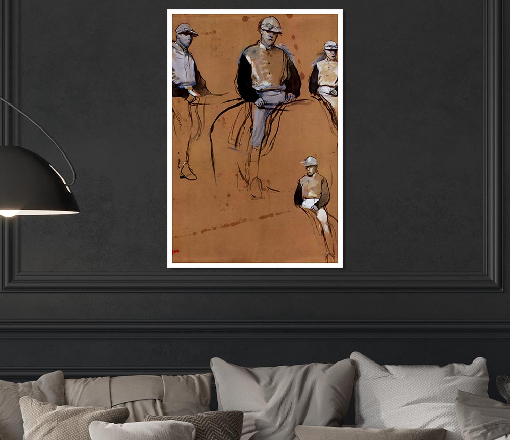 Degas Study With Four Jockeys Print Poster Wall Art