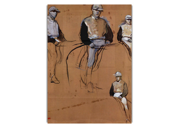 Study With Four Jockeys By Degas