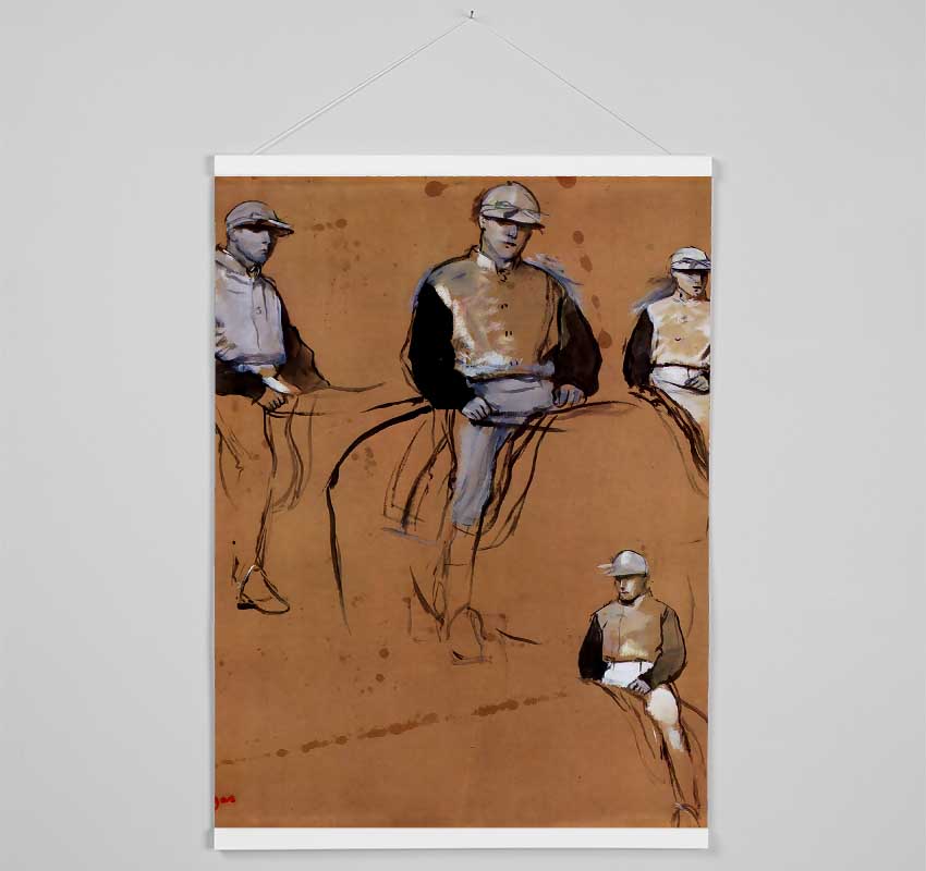 Degas Study With Four Jockeys Hanging Poster - Wallart-Direct UK