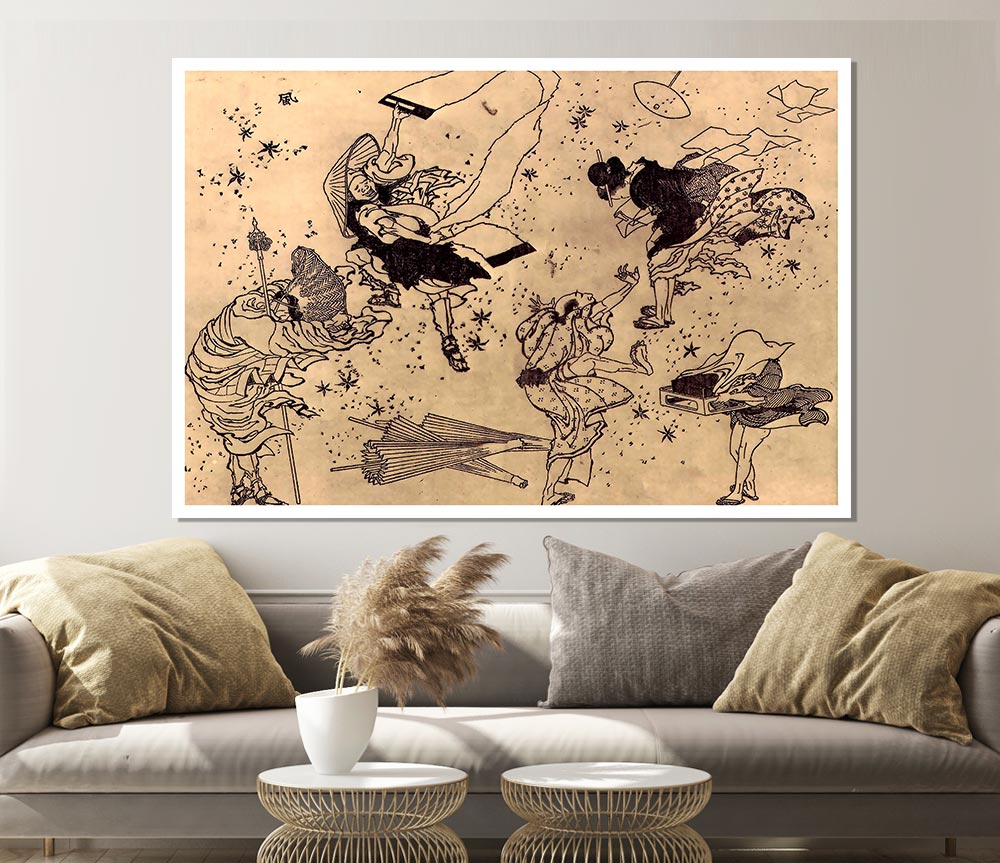 Hokusai Sudden Wind Print Poster Wall Art