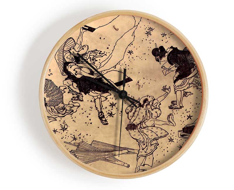 Hokusai Sudden Wind Clock - Wallart-Direct UK