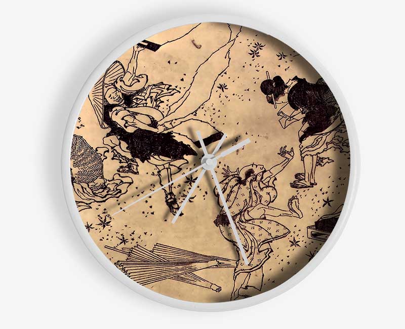 Hokusai Sudden Wind Clock - Wallart-Direct UK