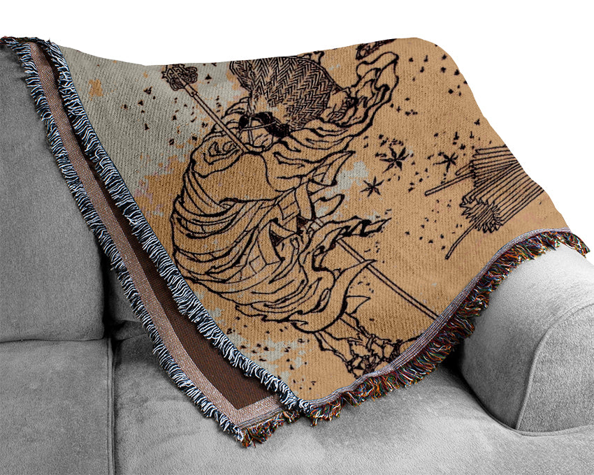 Hokusai Sudden Wind Woven Blanket