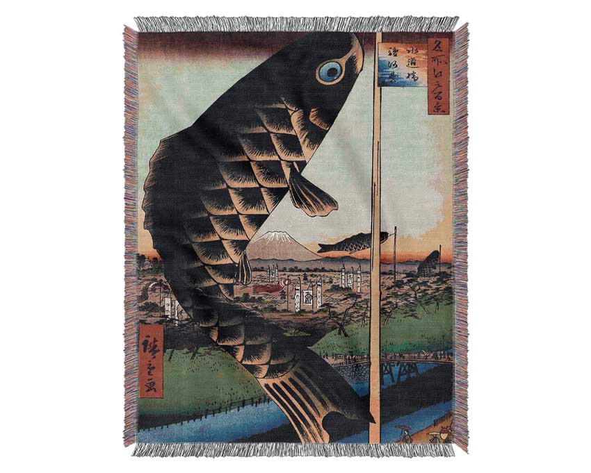 Hiroshige Suido Bridge And Surugadai Woven Blanket