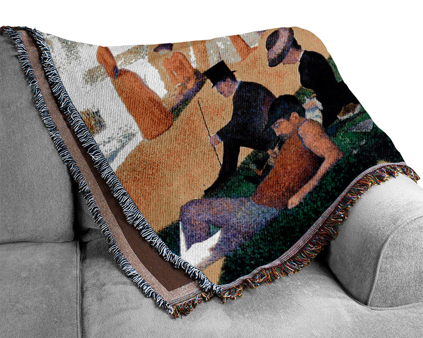 Seurat Sunday At La Grande Jatte Woven Blanket