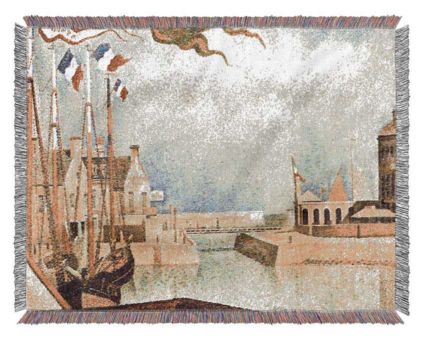 Seurat Sunday In Port-En-Bessin Woven Blanket