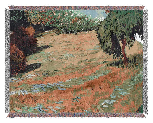 Van Gogh Sunny Lawn In A Public Park Woven Blanket