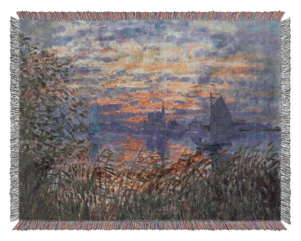 Monet Sunset On The Seine Woven Blanket