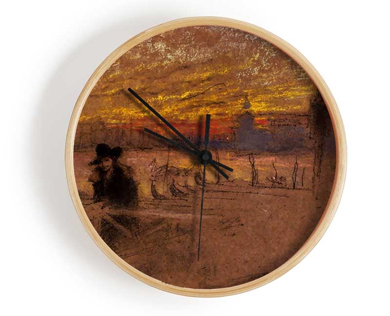 Whistler Sunset Red And Gold Clock - Wallart-Direct UK