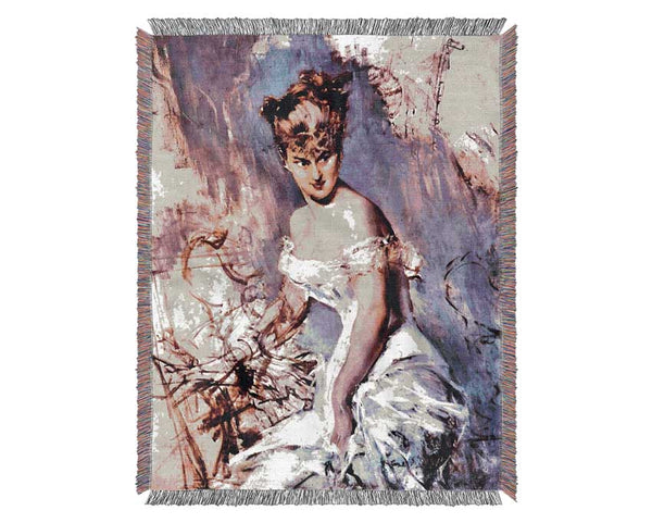 Giovanni Boldini The Actress Alice Regnault Woven Blanket