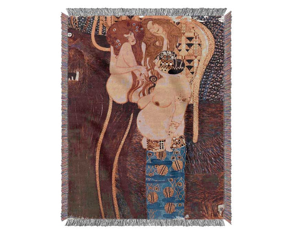 Klimt The Beethoven Freize 2 Woven Blanket