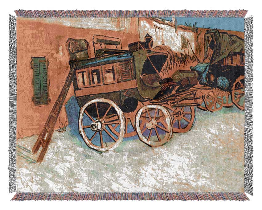 Van Gogh The Coach Of Tarascon Woven Blanket