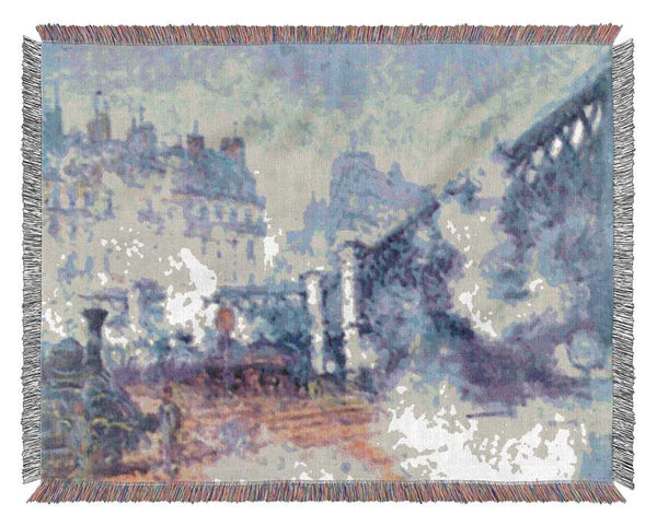 Monet The Europe Bridge Saint Lazare Station In Paris Woven Blanket