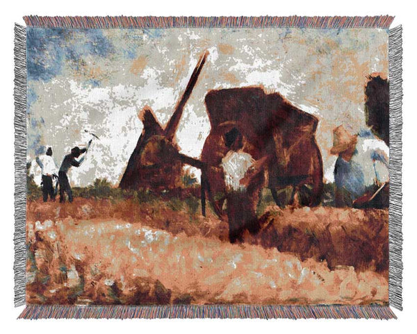 Seurat The Field Worker Woven Blanket