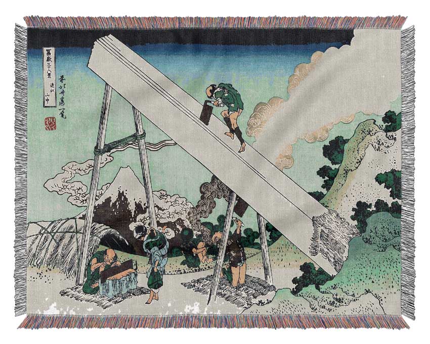 Hokusai The Fuji From The Mountains Of Totomi Woven Blanket