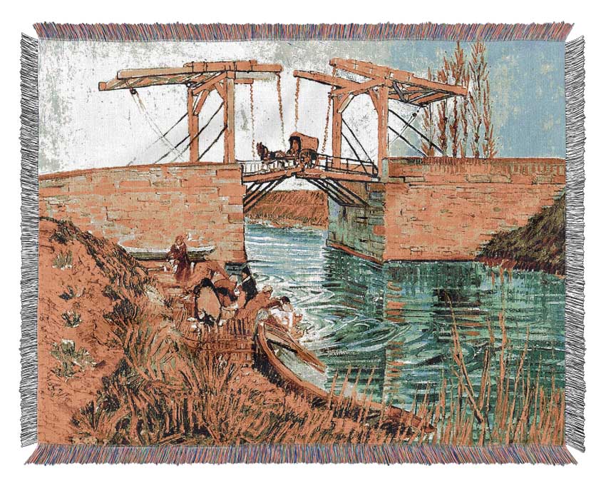 Van Gogh The Langlois Bridge At Arles Woven Blanket