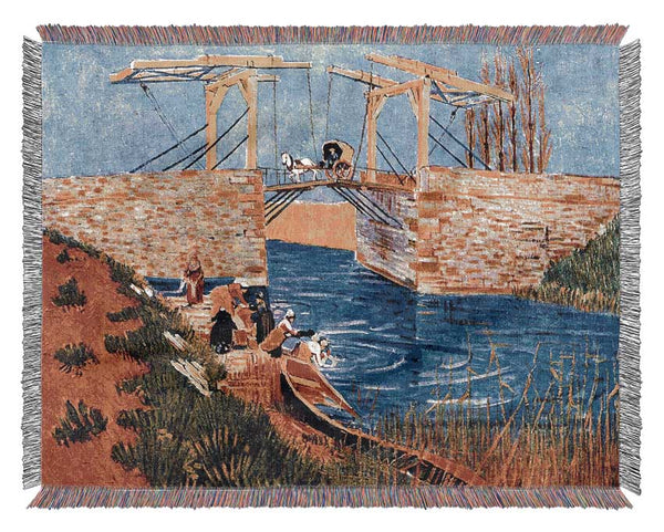 Van Gogh The Langlois Bridge At Arles With Women Washing Woven Blanket