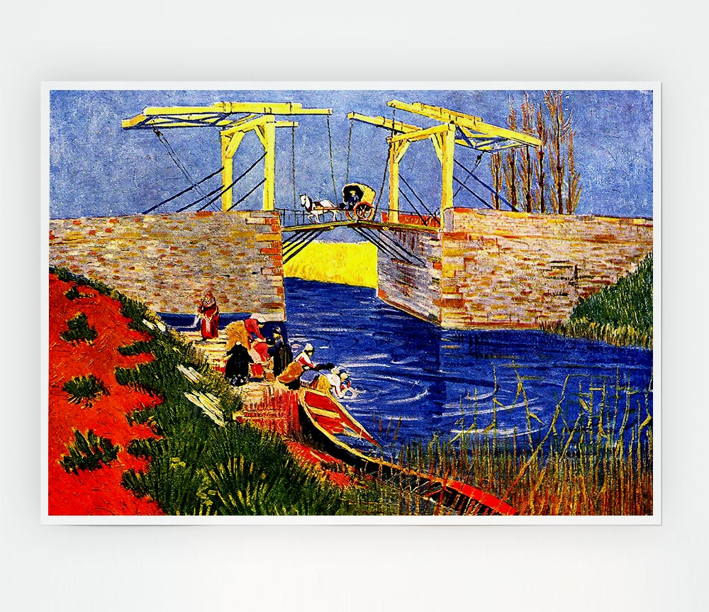 Van Gogh The Langlois Bridge At Arles With Women Washing Print Poster Wall Art