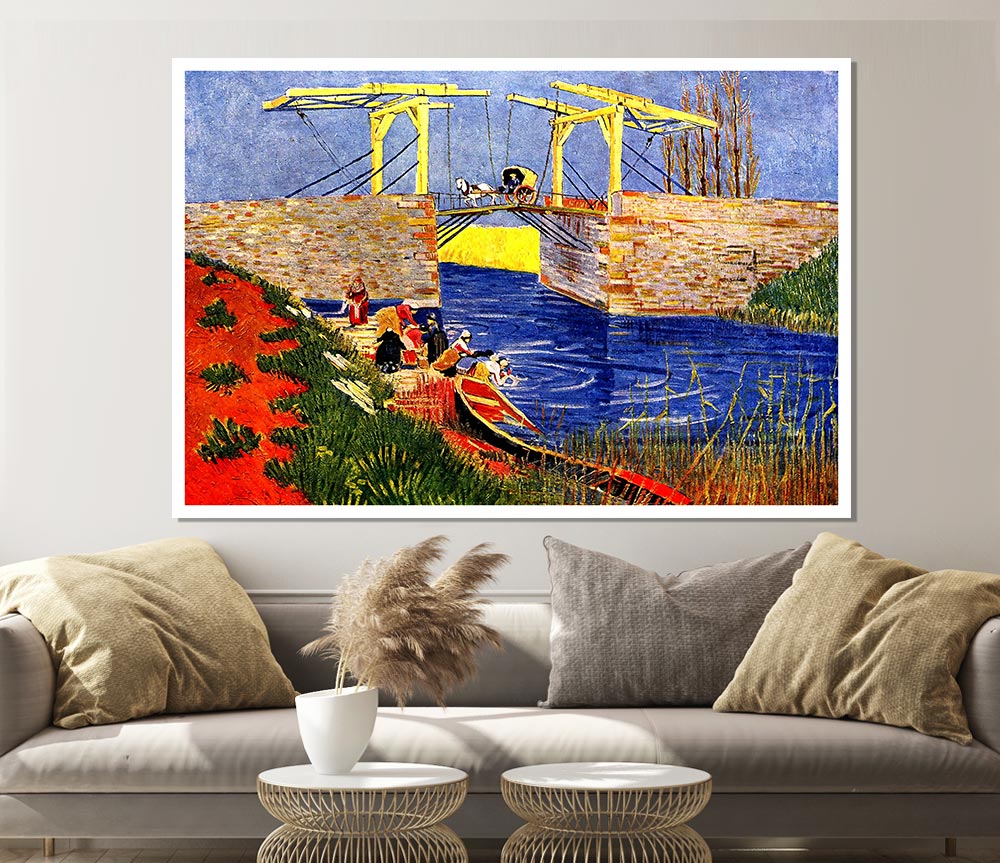 Van Gogh The Langlois Bridge At Arles With Women Washing Print Poster Wall Art