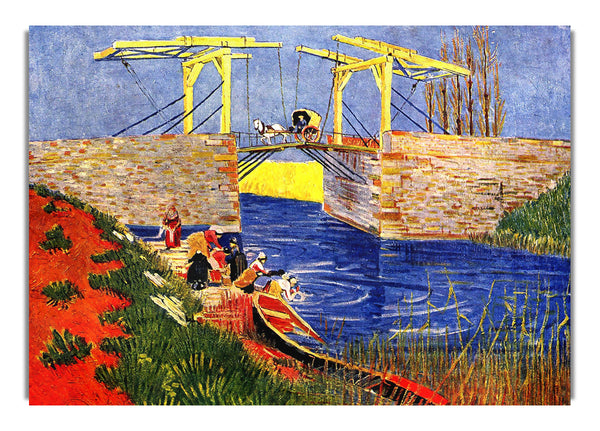 The Langlois Bridge At Arles With Women Washing By Van Gogh