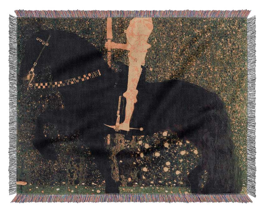 Klimt The Life Of A Struggle The Golden Knights Woven Blanket