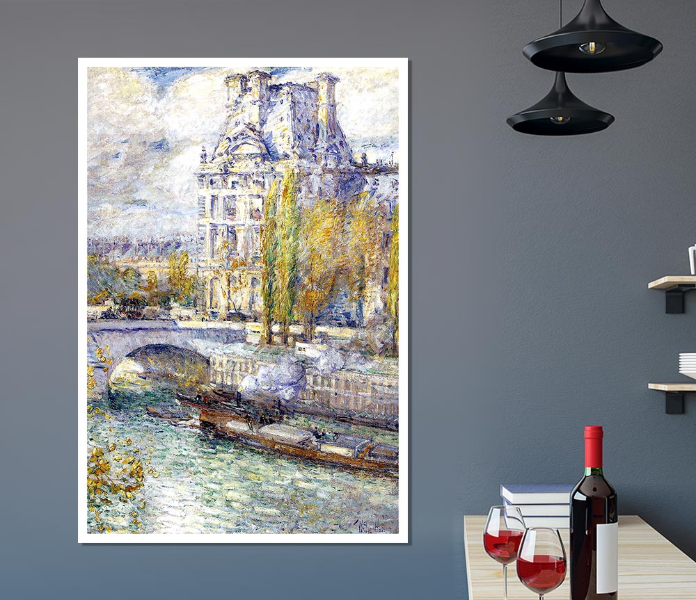 Hassam The Louvre On Pont Royal Print Poster Wall Art