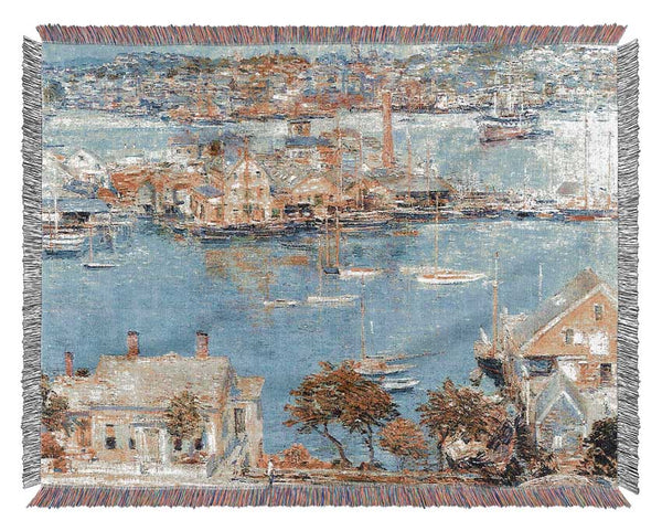 Hassam The Port Of Gloucester 1 Woven Blanket