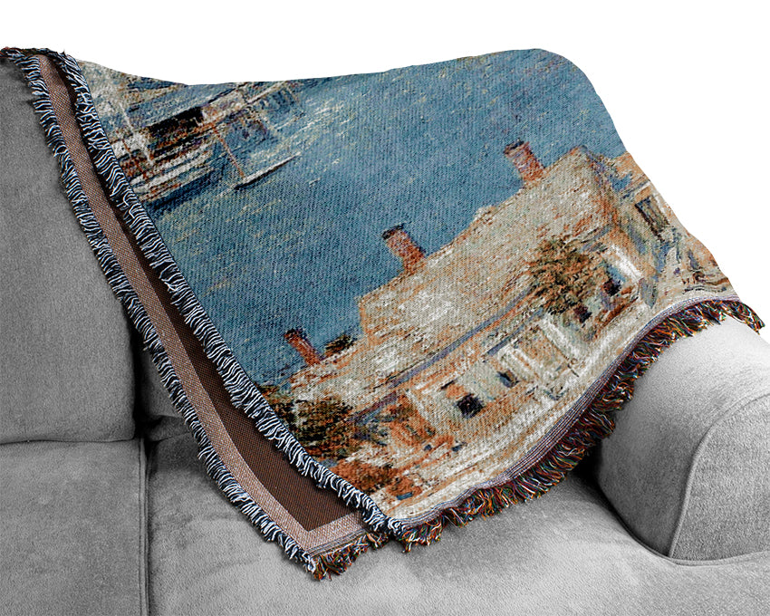 Hassam The Port Of Gloucester 1 Woven Blanket