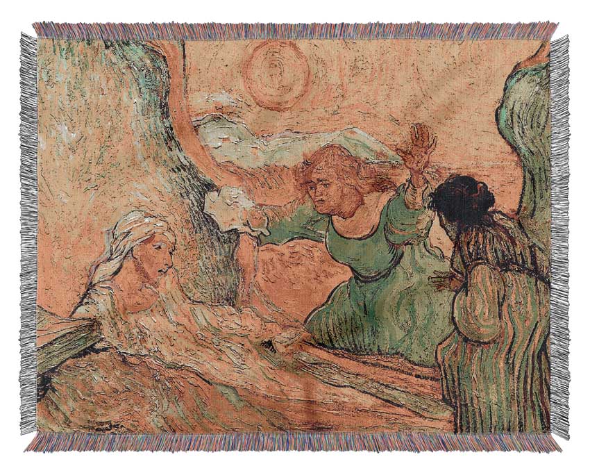 Van Gogh The Raising Of Lazarus After Rembrandt Woven Blanket