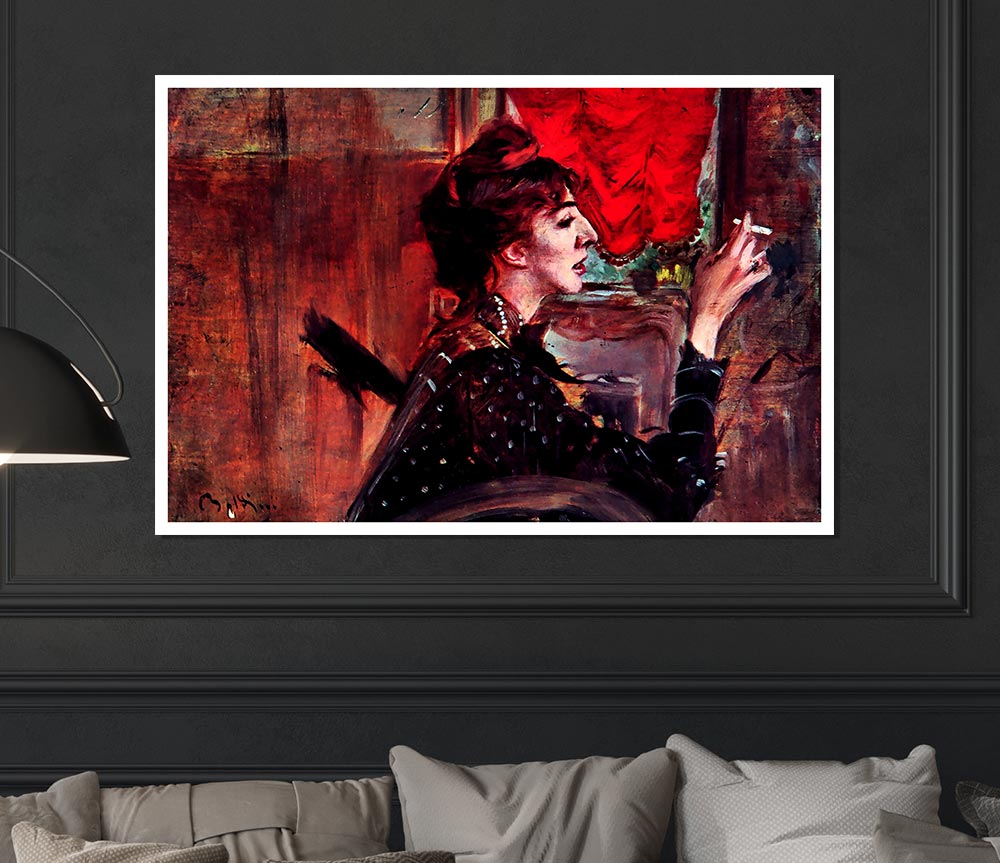 Giovanni Boldini The Red Curtain Print Poster Wall Art