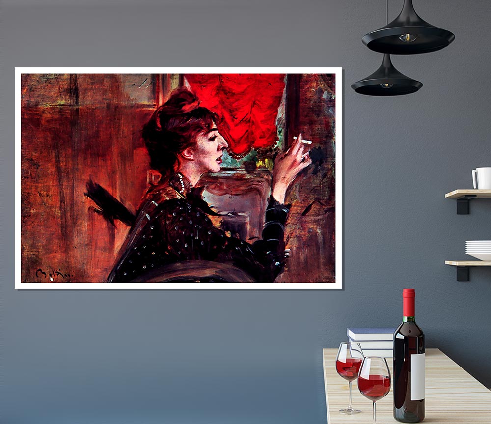 Giovanni Boldini The Red Curtain Print Poster Wall Art