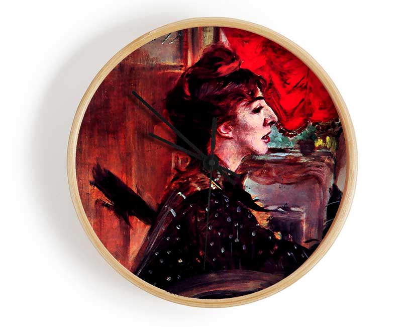 Giovanni Boldini The Red Curtain Clock - Wallart-Direct UK