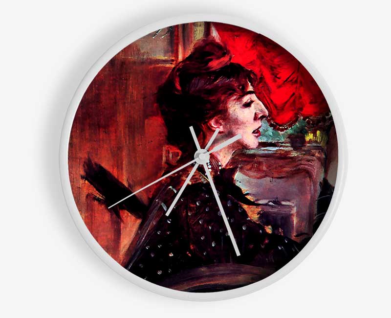 Giovanni Boldini The Red Curtain Clock - Wallart-Direct UK