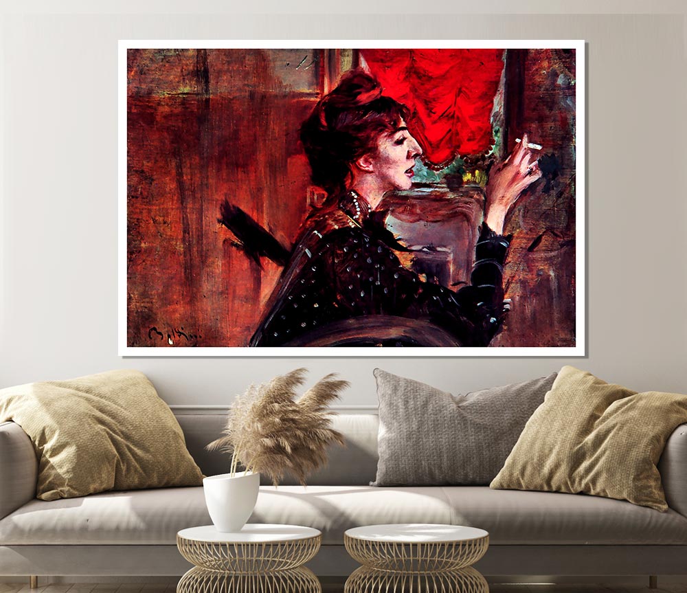 Giovanni Boldini The Red Curtain Print Poster Wall Art